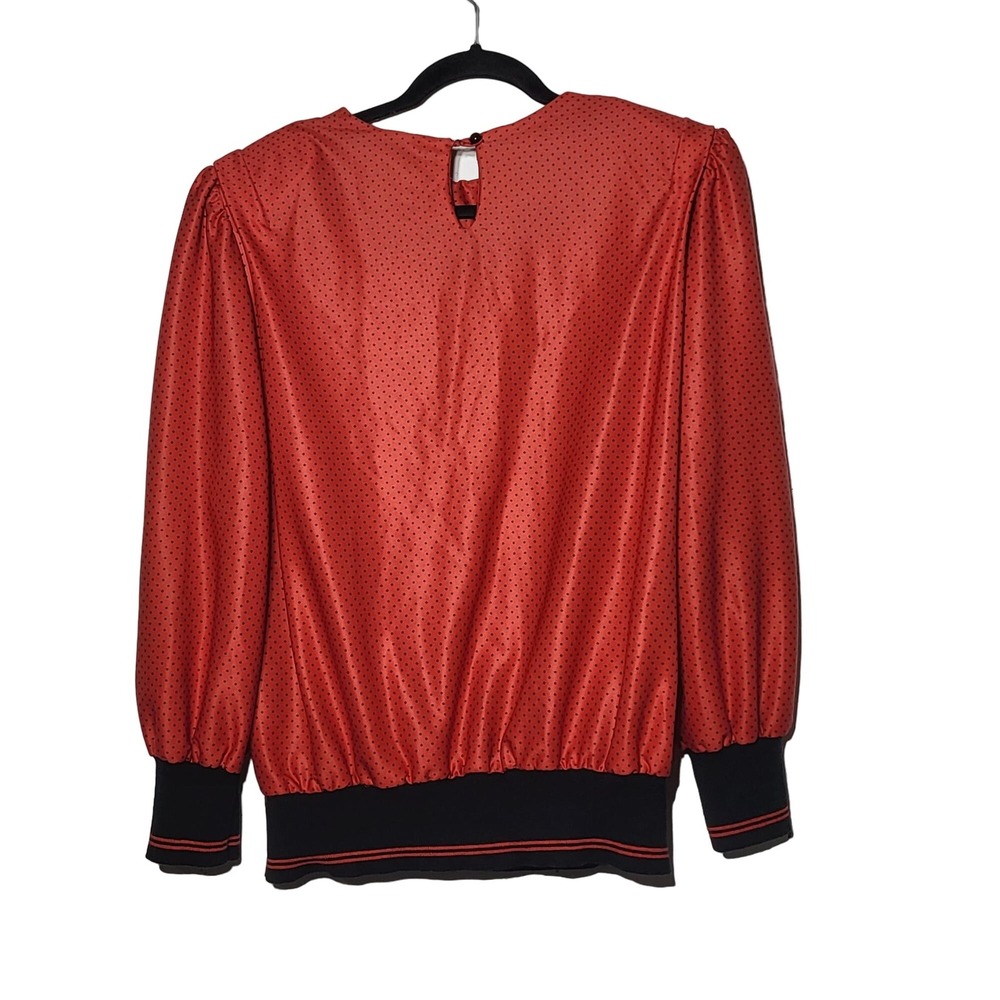 Vintage Leni Leni Women's Red and Black Polka-Dot Blouse Size 16 Retro Bright - Picture 3 of 8